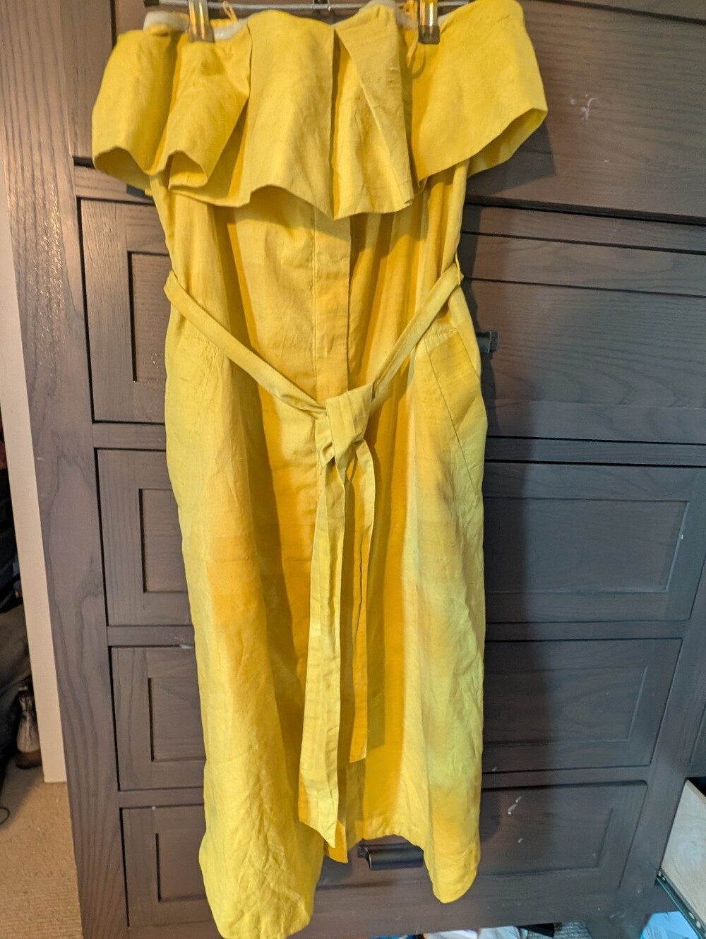 Banana Republic HC Yellow Strapless Ruffle Midi Dress Size 4
